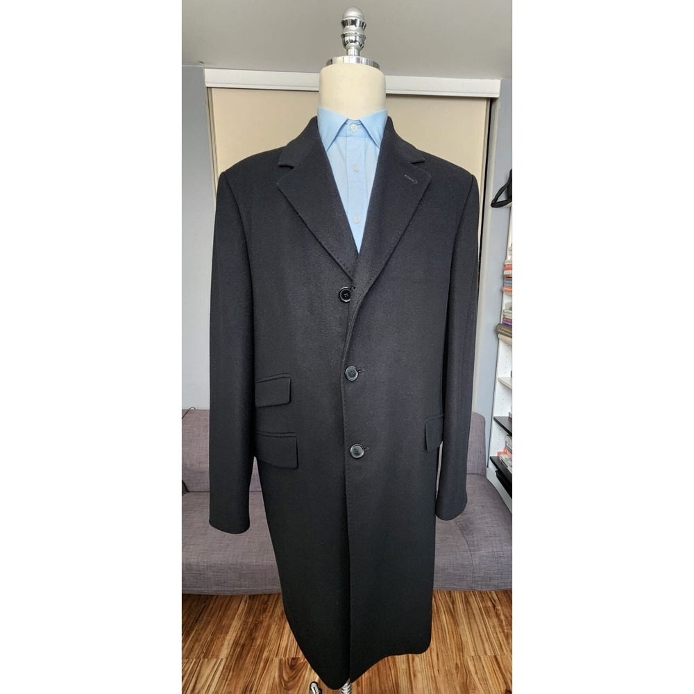 Da Prato Black overcoat topcoat wool Cashmere Sz L(56), US 46.